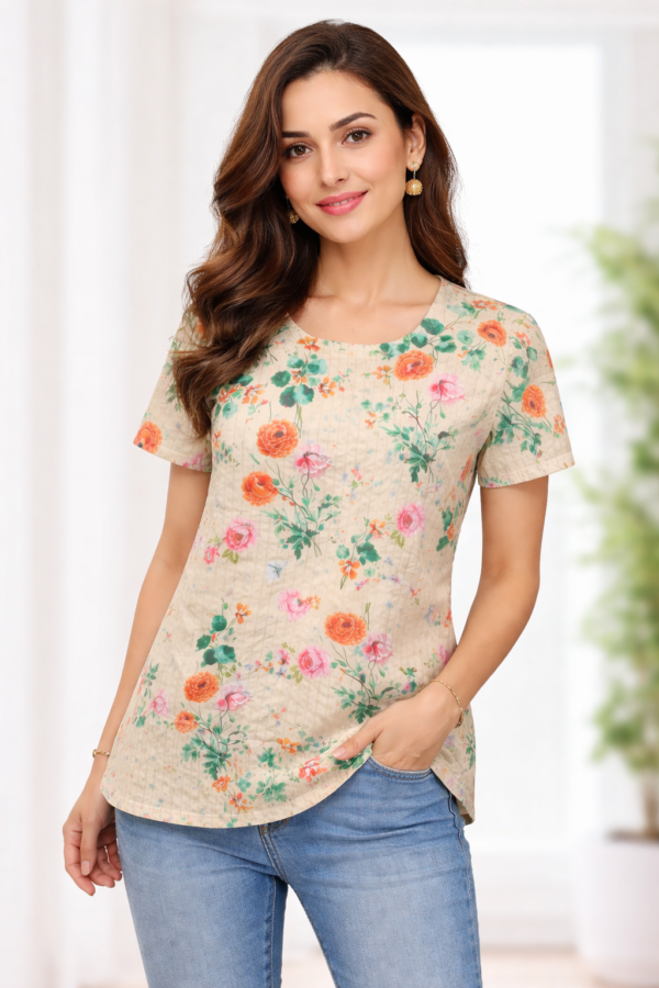 Floral elegance in soft light Top